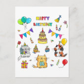 Verjaardagskaart van katten briefkaart (Voorkant)