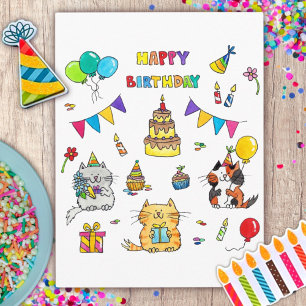Verjaardagskaart van katten briefkaart