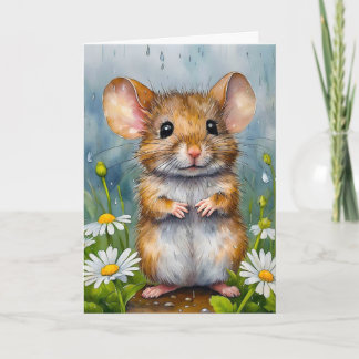 Verjaardagskaart van muis met madeliefjes kaart