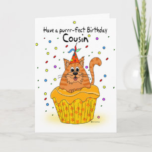 Verjaardagskaart van neef met gember cupcake kat kaart