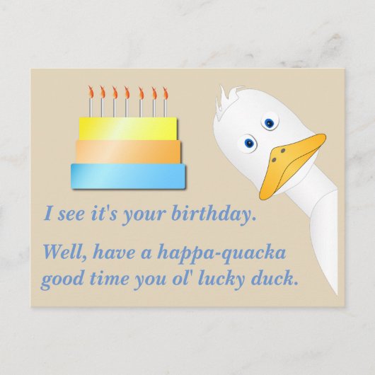 Verjaardagskaart van Peeking Duck Briefkaart (Voorkant)