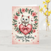 Verjaardagskaart van Saffier Kitten Kaart (Gele Bloem)