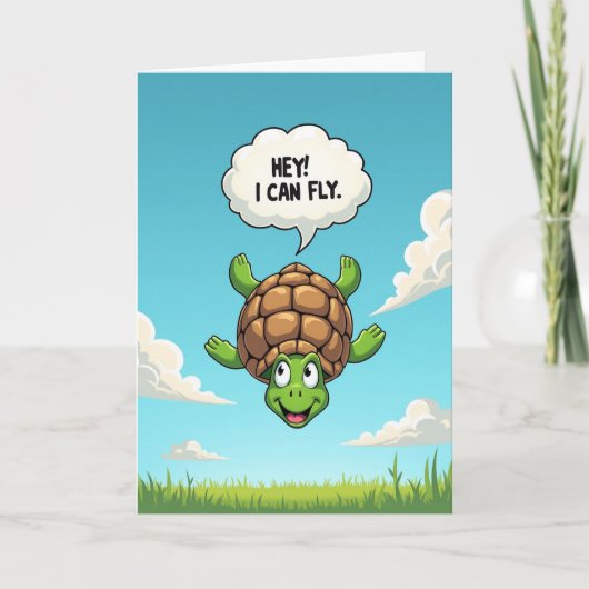 Verjaardagskaart van speelse schildpad kaart (Voorkant)