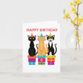Verjaardagskaart: Verjaardagskatten in party pette Kaart (Gele Bloem)