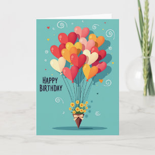 Verjaardagskaart 'Vibrant Hearts' Kaart