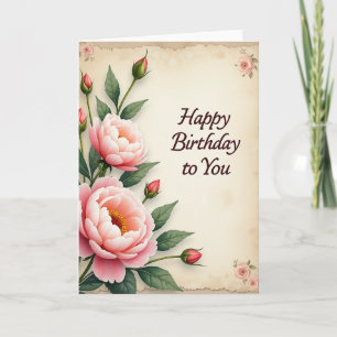 Verjaardagskaart Vintage Bloom Kaart