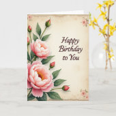 Verjaardagskaart Vintage Bloom Kaart (Gele Bloem)