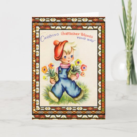 Verjaardagskaart vintage kaart (Voorkant)