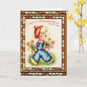 Verjaardagskaart vintage kaart (Gele Bloem)
