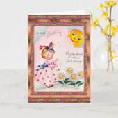 Verjaardagskaart vintage kaart (Gele Bloem)