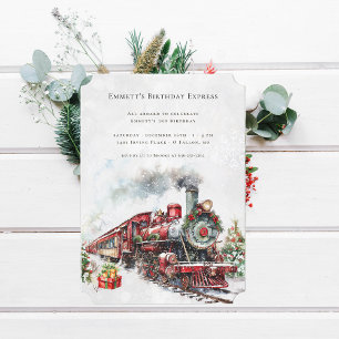 Verjaardagskaart Vintage Kersttrein Kaart