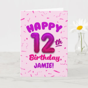 Verjaardagskaart voor 12 jaar met eigen naam kaart