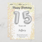 Verjaardagskaart voor 15 jaar (Voorkant / Achterkant)