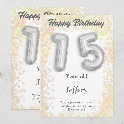 Verjaardagskaart voor 15 jaar (Voorkant / Achterkant)