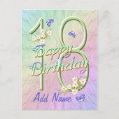 Verjaardagskaart voor 18e verjaardag met vlindans briefkaart (Voorkant)