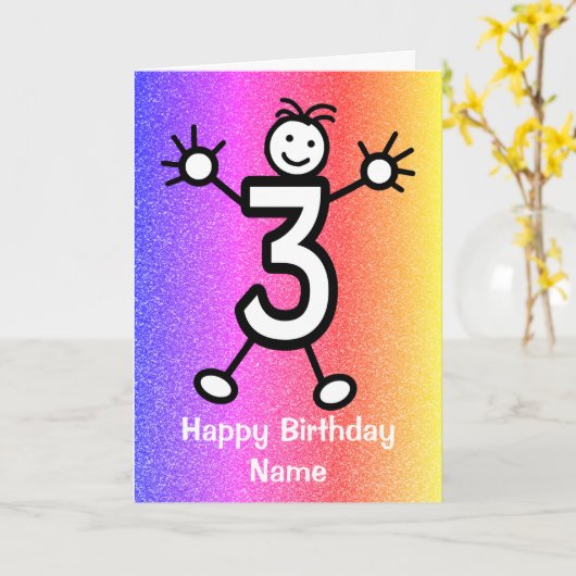 Verjaardagskaart voor 3 jaar oud kaart (Gele Bloem)