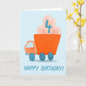 Verjaardagskaart voor 4-jarige vrachtwagenliefhebb kaart (Gele Bloem)