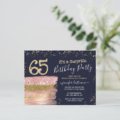 Verjaardagskaart voor 65e verjaardag met glitters  briefkaart (Staand voorkant)