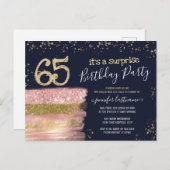 Verjaardagskaart voor 65e verjaardag met glitters  briefkaart (Voorkant / Achterkant)