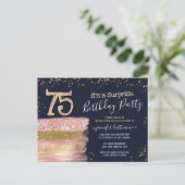 Verjaardagskaart voor 75ste verjaardag met glitter briefkaart (Staand voorkant)