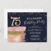 Verjaardagskaart voor 75ste verjaardag met glitter briefkaart (Voorkant / Achterkant)