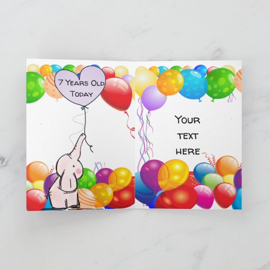 Verjaardagskaart voor 7 jaar kaart (Binnen)