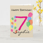 Verjaardagskaart voor 7 jaar kaart (Gele Bloem)