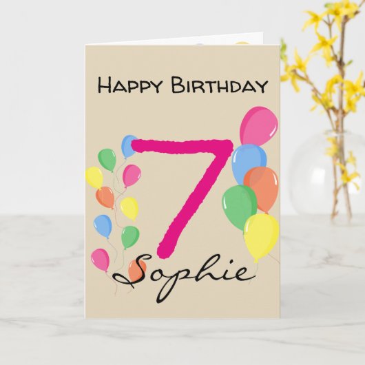 Verjaardagskaart voor 7 jaar kaart (Gele Bloem)