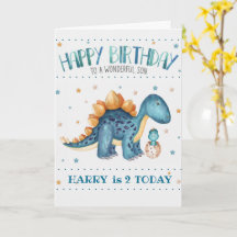 Verjaardagskaart voor baby jongens Mama/Papa + Bab