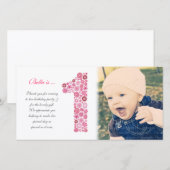 Verjaardagskaart voor baby meisjes 1e verjaardag d bedankkaart (Voorkant / Achterkant)