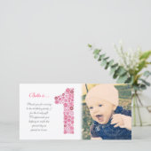 Verjaardagskaart voor baby meisjes 1e verjaardag d bedankkaart (Staand voorkant)