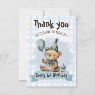 Verjaardagskaart voor Beary's 1e verjaardag Bedankkaart