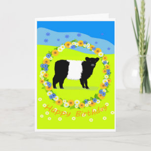 Verjaardagskaart voor Belted Galloway-kalf Feestdagen Kaart