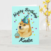 Verjaardagskaart voor Birthday Doge Kaart (Gele Bloem)
