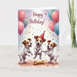Verjaardagskaart voor blije puppy's kaart