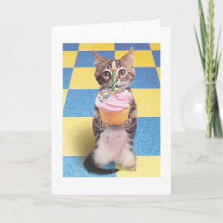 verjaardagskaart voor cupcake cat kaart