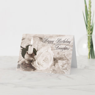 Verjaardagskaart voor Daughter, The candle en roos Kaart