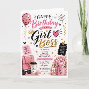 Verjaardagskaart voor dochter Girl Boss Kaart