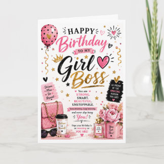 Verjaardagskaart voor dochter Girl Boss Kaart