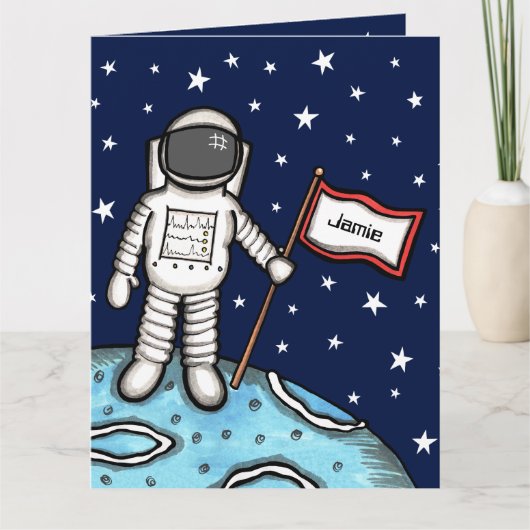 Verjaardagskaart voor een astronaut of kosmonaut kaart (Voorkant)