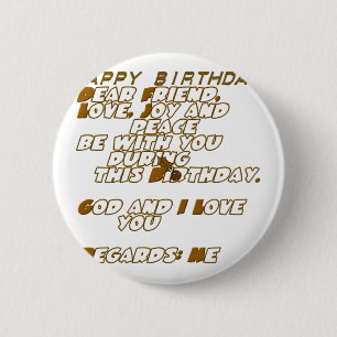 Verjaardagskaart voor een christelijke vriend ronde button 5,7 cm