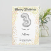 Verjaardagskaart voor een driejarige (Staand voorkant)