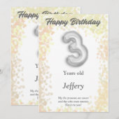 Verjaardagskaart voor een driejarige (Voorkant / Achterkant)