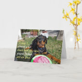 Verjaardagskaart voor een drukke Rottweiler-puppy Kaart (Gele Bloem)
