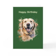 Verjaardagskaart voor een gele labrador