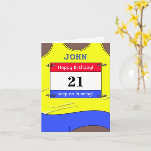 Verjaardagskaart voor een hardloper kaart (Gele Bloem)
