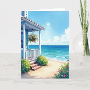 Verjaardagskaart voor een huis aan zee kaart