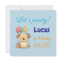 Verjaardagskaart voor een leuk puppy, jongen, late