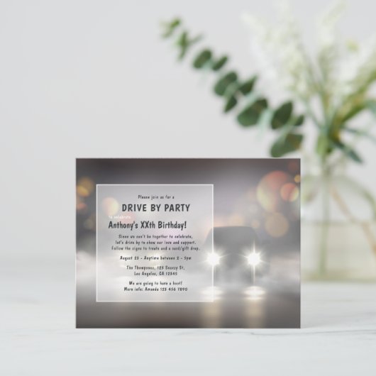 Verjaardagskaart voor een rit langs het feest 's n briefkaart (Staand voorkant)