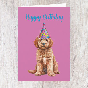 Verjaardagskaart voor een schattige Goldendoodle Kaart